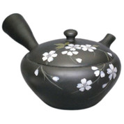 Teapot Kyusu Tokoname - GYOKKO - Black - 200 ml cc - Ceramic Mesh - Sakura