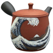 Teapot Kyusu Tokoname - SEKIRYU - Orange - 300 ml cc - Ceramic Mesh - Hokusai