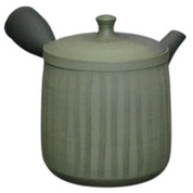 Teapot Kyusu Tokoname - SEKIRYU - Green - 290 ml cc - Ceramic Mesh - Striped