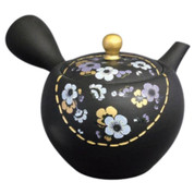 Teapot Kyusu Tokoname - SHOHO - Black - 290 ml cc - Ceramic Mesh - Plum
