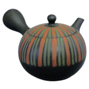 Teapot Kyusu Tokoname - SHOHO - Black - 200 ml cc - Ceramic Mesh - Striped