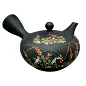 Teapot Kyusu Tokoname - SHOHO - Black - 260 ml cc - Ceramic Mesh - Bush Clover