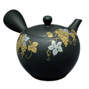 Teapot Kyusu Tokoname - SHOHO - Black - 290 ml cc - Ceramic Mesh - Grape B
