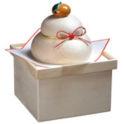 Lucky charm decoration Kagamimochi wooden - 3 types - with Orange & accessories