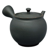 Teapot Kyusu Tokoname - HORYU - Black - 360 ml cc - Ceramic Mesh - Almond Shaped