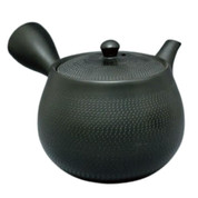 Teapot Kyusu Tokoname - MORIMASA - Black - 400 ml cc - Ceramic Mesh Almond Shaped