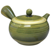 Teapot Kyusu Tokoname - MORIMASA - Green - 360 ml cc - Ceramic Mesh - Striped