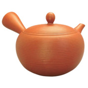 Teapot Kyusu Tokoname - AKIRA - Orange - 420 ml cc - Ceramic Mesh - Striped