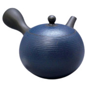 Teapot Kyusu Tokoname - TOSEI - Blue - 210 ml cc - Ceramic Mesh - Striped