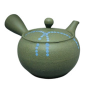 Teapot Kyusu Tokoname - HAKUYO - Green - 300 ml cc - Stainless Mesh Dot Pattern