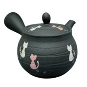 Teapot Kyusu Tokoname - HAKUYO - Black - 300 ml cc - Ceramic Mesh - Cat & Line