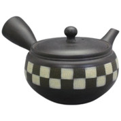 Teapot Kyusu Tokoname - TOSEI - Black - 270 ml cc - Stainless Mesh - Checkered