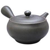 Teapot Kyusu Tokoname - MORIMASA - Black 450 ml cc Stainless Mesh Almond Shaped