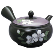 Teapot Kyusu Tokoname - TAKEHARU - Black - 250 ml cc - Stainless Mesh - Sakura