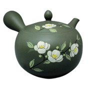 Teapot Kyusu Tokoname - SHUNJU - Green - 580 ml cc - Stainless Mesh - Floral