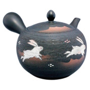 Teapot Kyusu Tokoname - SHUNJU - Black - 530 ml cc - Ceramic Mesh - Rabbit