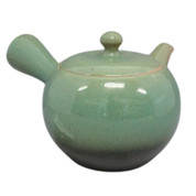 Teapot Kyusu Tokoname - ISSHIN - Green - 360 ml cc - Stainless Mesh Green Glaze
