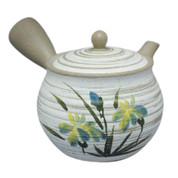 Teapot Kyusu Tokoname - AKIRA - White - 370 ml cc - Stainless Mesh - Orchid