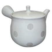 Teapot Kyusu Tokoname - ISSHIN - White - 360 ml cc - Stainless Mesh - Dot