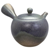 Teapot Kyusu Tokoname - ISSHIN - Black - 300 ml cc - Ceramic Mesh - Ash Glaze