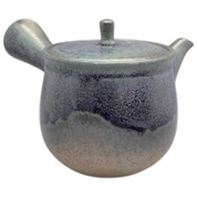 Teapot Kyusu Tokoname - ISSHIN - Black - 350 ml cc - Ceramic Mesh - Ash Glaze