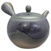 Teapot Kyusu Tokoname - ISSHIN - Black - 360 ml cc - Ceramic Mesh - Ash Glaze
