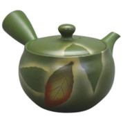 Teapot Kyusu Tokoname - AKIRA - Green - 340 ml cc - Stainless Infuser - Leaf