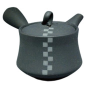 Teapot Kyusu Tokoname - TOSEI - Gray - 300 ml cc - Stainless Infuser - Checkered