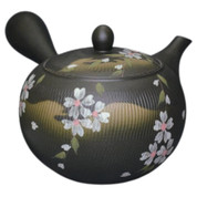 Teapot Kyusu Tokoname - AKIRA - Black - 620 ml cc - Ceramic Mesh - Sakura