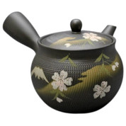 Teapot Kyusu Tokoname - AKIRA - Black - 460 ml cc - Ceramic Mesh - Sakura