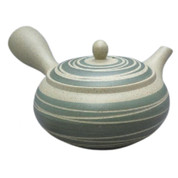 Teapot Kyusu Tokoname - AKIRA - Green - 360 ml cc - Ceramic Mesh - Striped