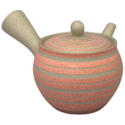 Teapot Kyusu Tokoname - AKIRA - Red - 400 ml cc - Stainless Mesh - Striped B