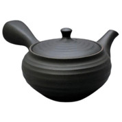 Teapot Kyusu Tokoname - AKIRA - Black - 300 ml cc - Ceramic Mesh - Striped