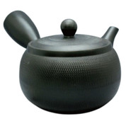 Teapot Kyusu Tokoname - AKIRA - Black - 650 ml cc - Stainless Mesh - Almond Shaped