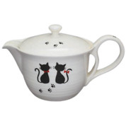 Teapot Kyusu Tokoname - AKIRA - White - 350 ml cc Stainless Infuser Black Cat A