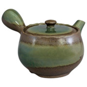 Teapot Kyusu Banko ware - Green - 450 ml/cc - Stainless Mesh - Oribe