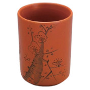 Teacups Set Yunomi - Ceramic Tokoname - Japanese Chawan - Orange - Plum