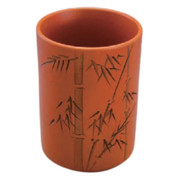 Teacups Set Yunomi - Ceramic Tokoname - Japanese Chawan - Orange - Bamboo
