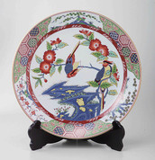 [Heritage] Arita-yaki : Bird Flower Rock 45 - Japanese Porcelain Plate Dish from Arita Saga