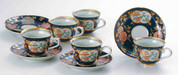 [Heritage] Imari : Old Imari Design Golden Floral - 5 Coffee Cups & Saucers Set - Japanese Porcelain w Box