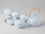 [Premium&91; Hasami Porcelain : KORIN - Kyusu tea pot & 5 Yunomi tea cups Set w Box