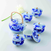 [Value] Hasami Porcelain : Butterfly - Japanese Kyusu Tea pot & 5 tea cup Set w Box