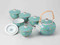 [Value] Hasami Porcelain : Green Arabesque - Kyusu Tea pot & 5 tea cup Set w Box