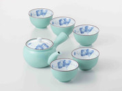 TOKYO MATCHA SELECTION Arita-yaki Porcelain Tea Set | Grape Design Kyusu Pot & 5 Cups | Made In Japan