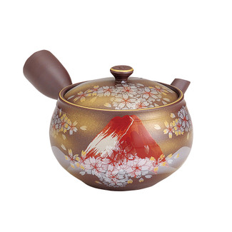 World Heritage Mt. FUJI (Red) - Japanese Pottery Tea Pot 340cc Fine Mesh Net