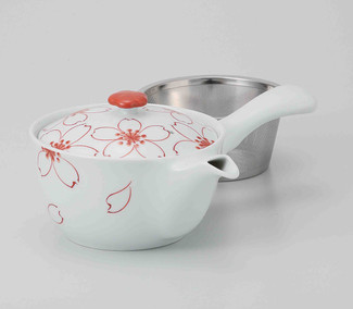 Hasami Porcelain : SAKURA - Kyusu tea pot w Stainless steel net