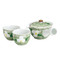 Minoyaki Pottery Tea Set : Green Floral - 1 teapot & 2 teacups - Casual ceramic