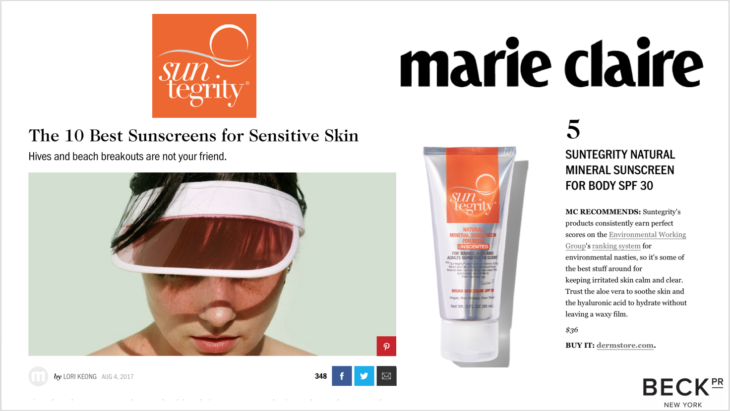 The 10 Best Sunscreens For Sensitive Skin - Suntegrity Natural Mineral Sunscreen Body SPF 30