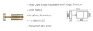 Single Wall Light Adjustable (with rings) -Titanium