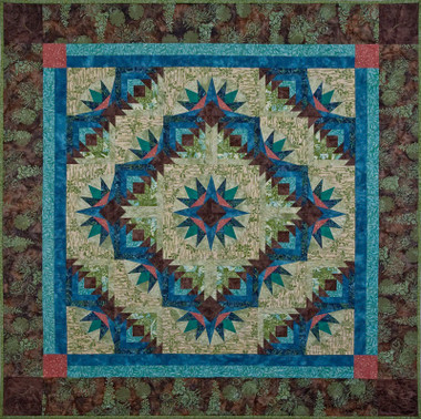 Bright Star Flower Quilt Pattern using Hoffman California Batiks & 6" Quick Curves Template